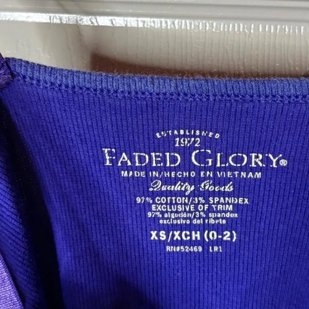 Faded Glory Womens Purple Lace Trim Cami Top Ribbed Y2K Spaghetti Strap XS